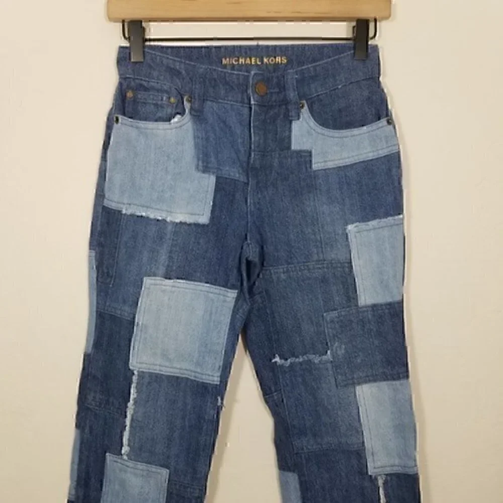 Michael Kors Two Tones Patchwork Raw Hem Jeans Size 00